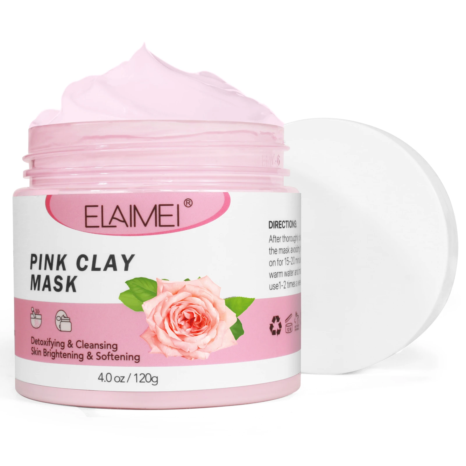 ELAIMEI rose masque Facial hydratant en profondeur, contrôle de l'huile, détoxifiant, nettoyant, éclaircissant, réparation, boue